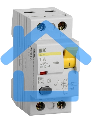 Выключатель дифференциального тока (УЗО) 2п 16А 10мА тип AC ВД1-63 IEK MDV10-2-016-010
