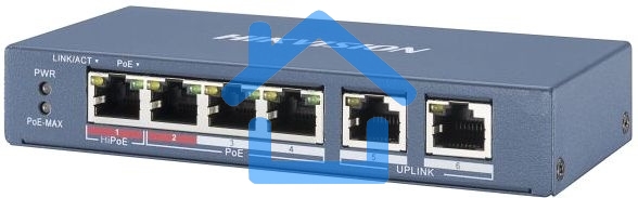 Коммутатор Hikvision DS-3E0106P-E/M 6x100Mb 4PoE+ 35W неуправляемый