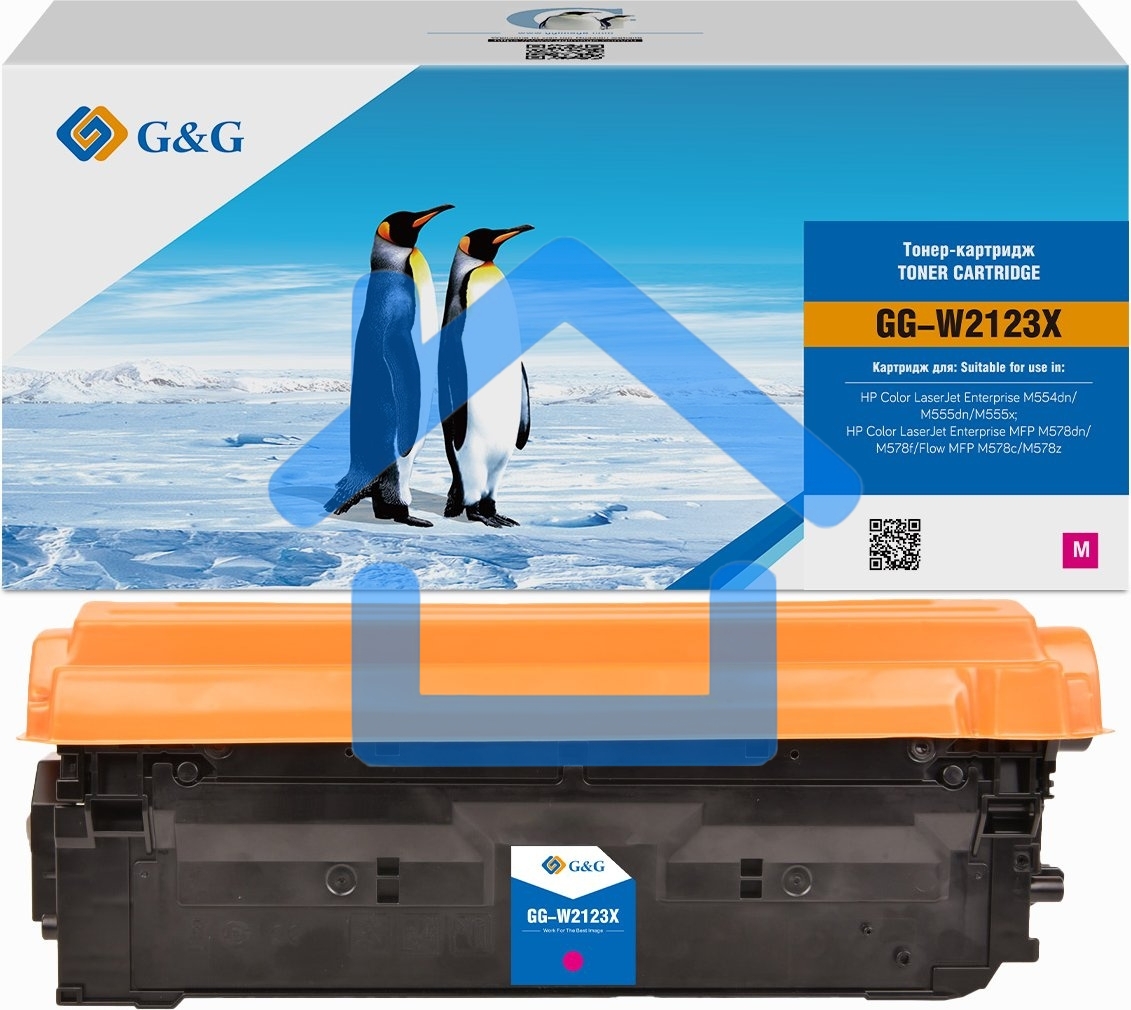 Картридж лазерный G&G GG-W2123X (212X) пурпурный (10000 стр.) для HP Color LJ M554/M555/578 Enterprise
