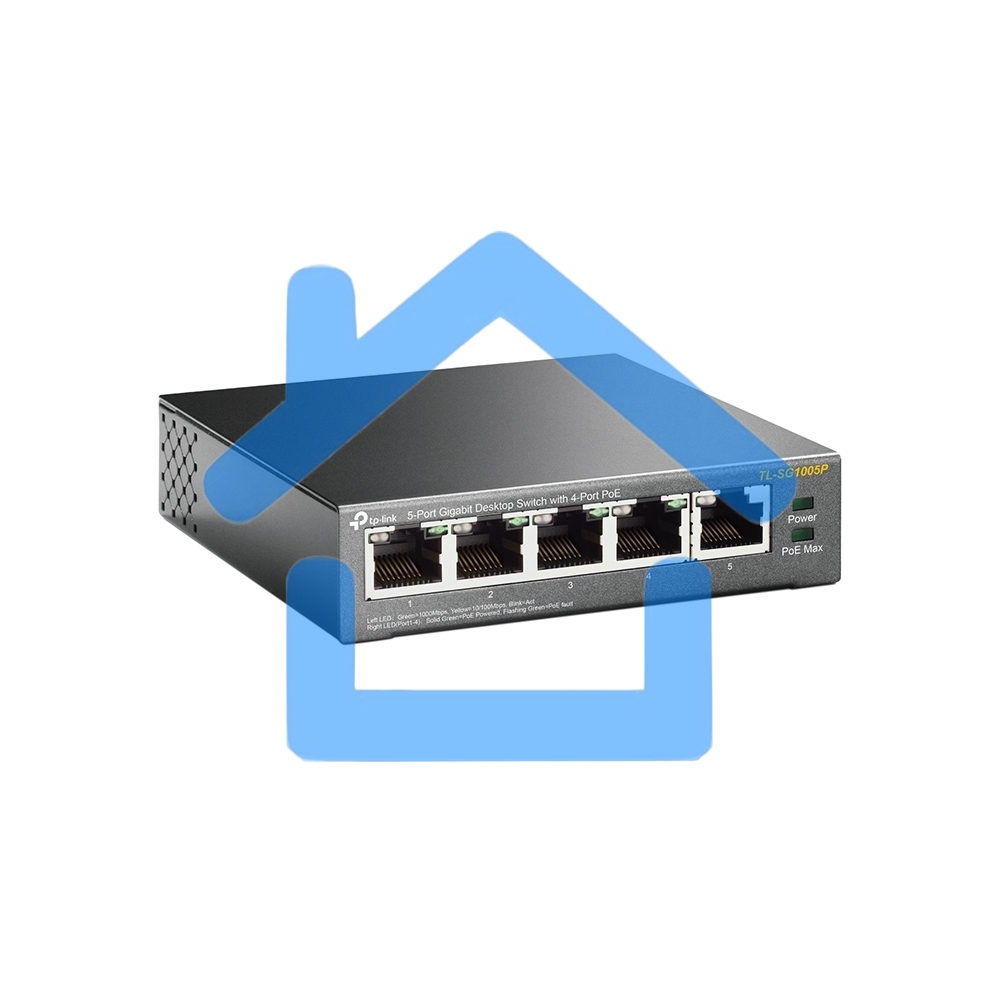 Коммутатор TP-Link SMBTL-SG1005P 5-портовый гигабитный настольный коммутатор с 4 портами PoE SMB 56W