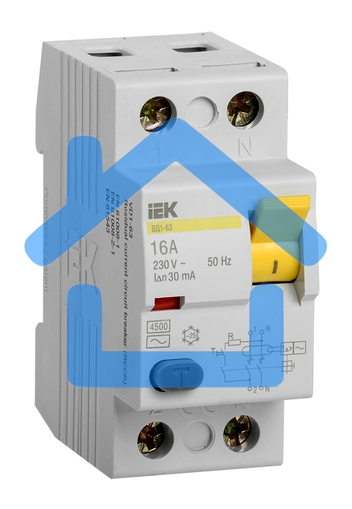 Выключатель дифференциального тока (УЗО) 2п 16А 30мА тип AC ВД1-63 ИЭК MDV10-2-016-030