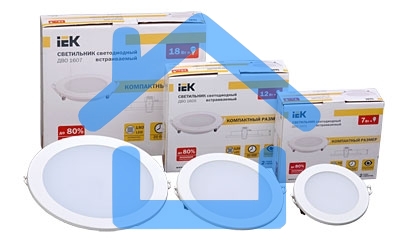 Светильник Iek LDVO0-1602-1-7-K02 ДВО 1602 белый круг LED 7Вт 4000К IP20 алюм. корпус, диам 120 мм