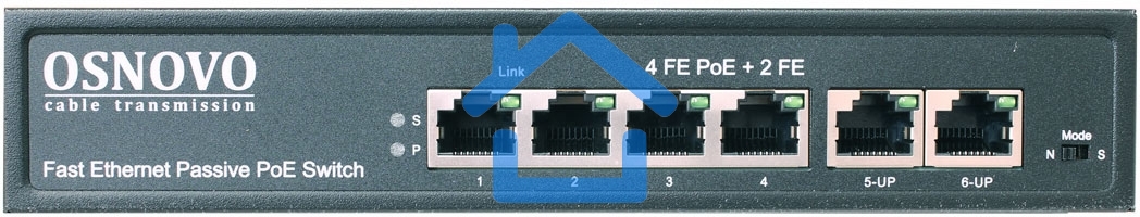 Коммутатор Osnovo SW-20600/A(80W) 6x100Mb 4PoE+ 80W неуправляемый