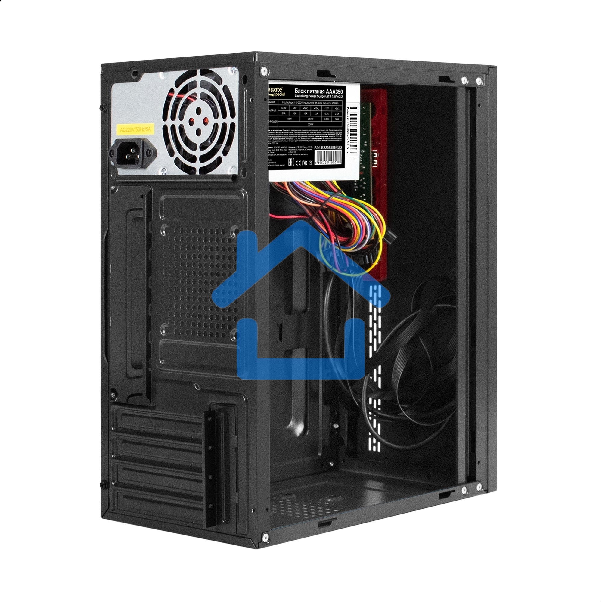 Компьютерный корпус Minitower ExeGate BAA-403U-AAA350 (mATX, БП AAA350 с вент. 8см, 1*USB/1*USB 3.0, HD Audio, черный)