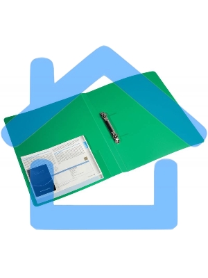 Папка на 2-х кольцах Бюрократ -0812/2RGRN A4, пластик, 0.8мм корешок 40мм, внутренний и торцевой карман, зеленый