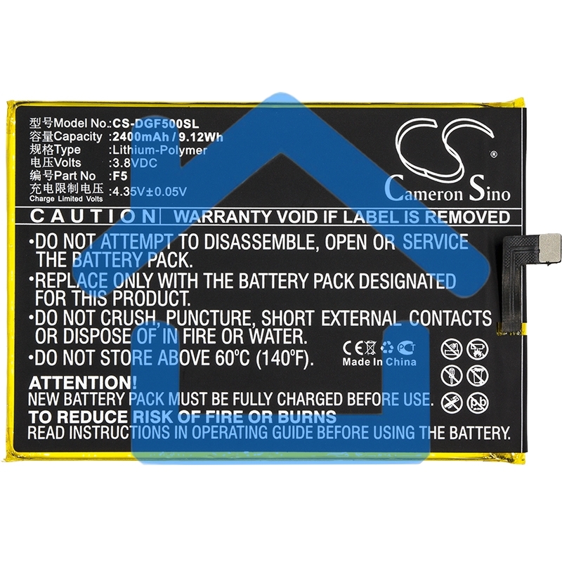 Аккумулятор CameronSino CS-DGF500SL Y200 для DOOGEE F5 3.8V / 2400mAh / 9.12Wh