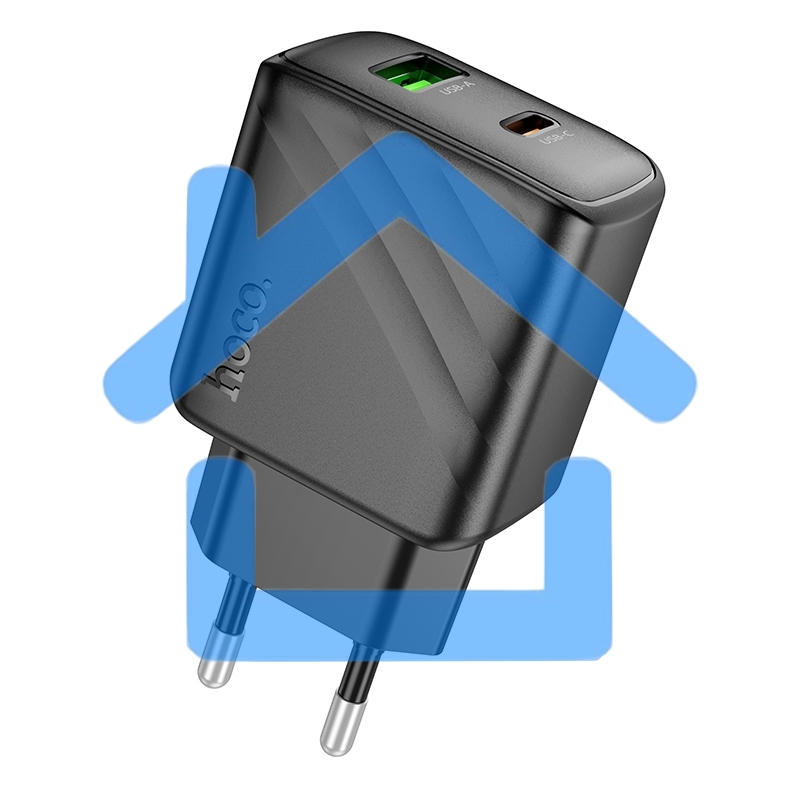 Зарядное устройство Hoco 30Вт, 3А, QC3.0/PD, 1хUSB, 1хType-C, CS23A, черный, коробка