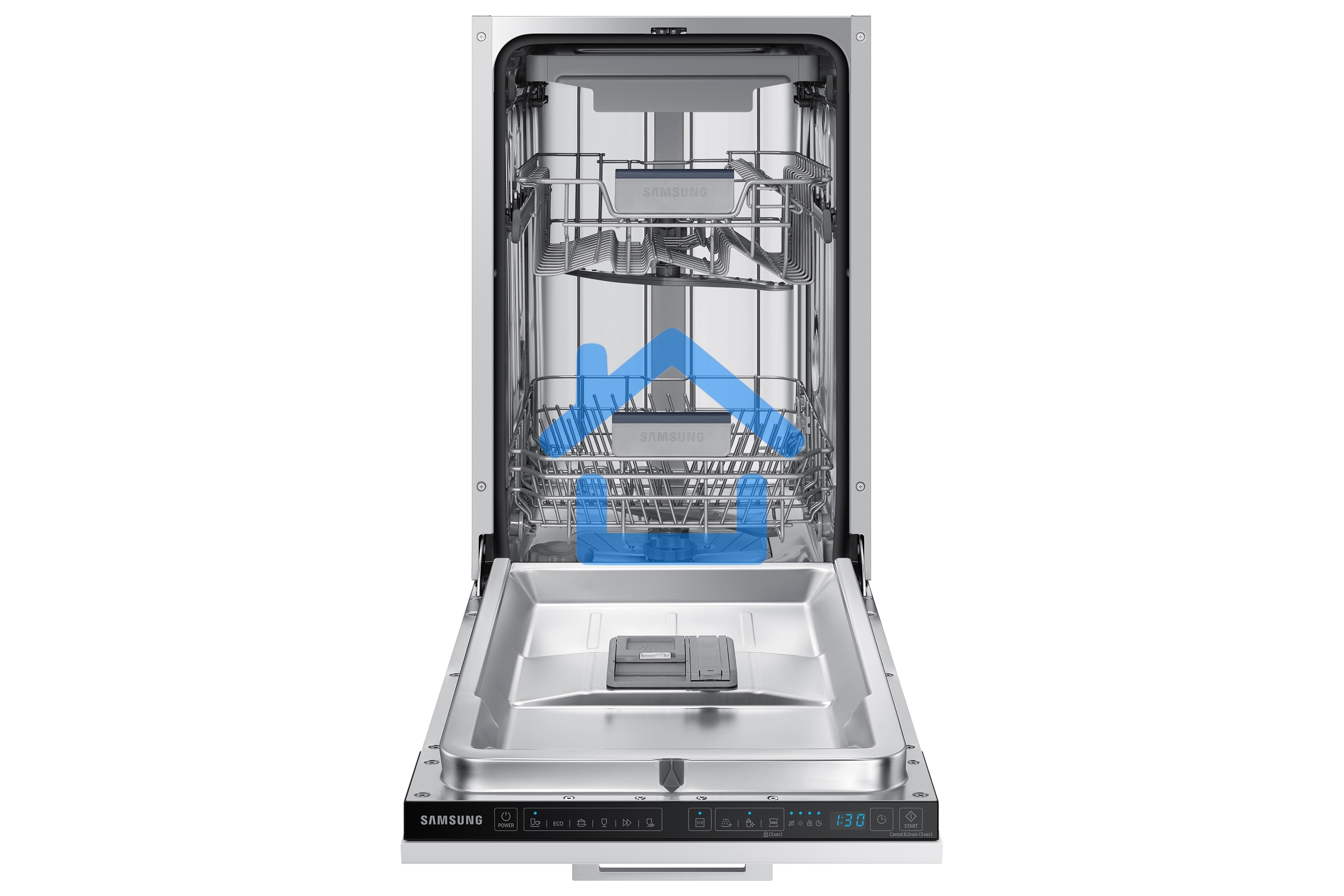 Встраиваемая посудомоечная машина Samsung DW50R4050BB/WT, черный, 45 см, 10 компл., 46 дБ, класс A+