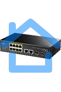 Коммутатор Cudy GS1010PS2, (L2) 10x1Gbит/с 2xКомбо(1000BASE-T/SFP) 2SFP 8PoE 120W, неуправляемый