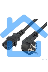 Шнур сетевой, евровилка угловая - евроразъем С13, кабель 3x1,5 мм², длина 0,5 метра, черный (PVC пакет) Rexant