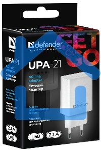 Сетевой адаптер Defender 1xUSB, 5V/2.1А, белый (UPA-21)