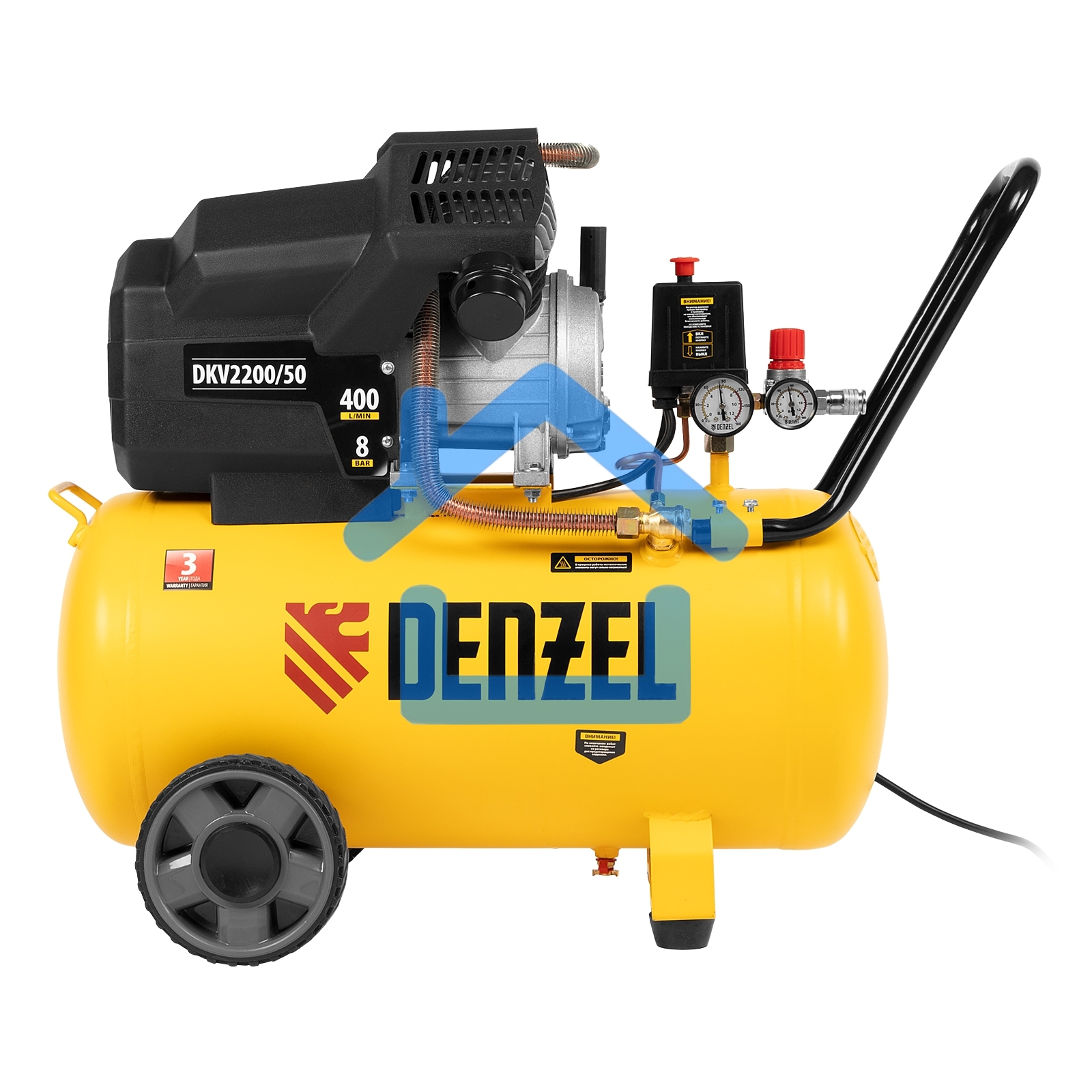 Компрессор воздушный DKV2200/50,Х-PRO 2,2 кВт, 400 л/мин, 50 л Denzel