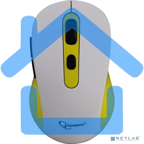 Мышь беспроводная Gembird MUSW-221-Y белый/желтый, 1600 dpi, радиоканал, USB, кнопки - 6