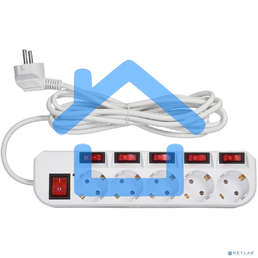 Сетевой фильтр Buro 500SH-3-SW-W 3м (5 розеток) белый (коробка)