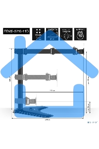 Настольная подставка ExeGate EDM2-3210-11D (для для двух мониторов 15