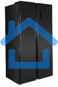 Холодильник Maunfeld MFF177NFSB черный глянц. двухкамерный 263/170л морозилка сбоку, No Frost, Side by Side