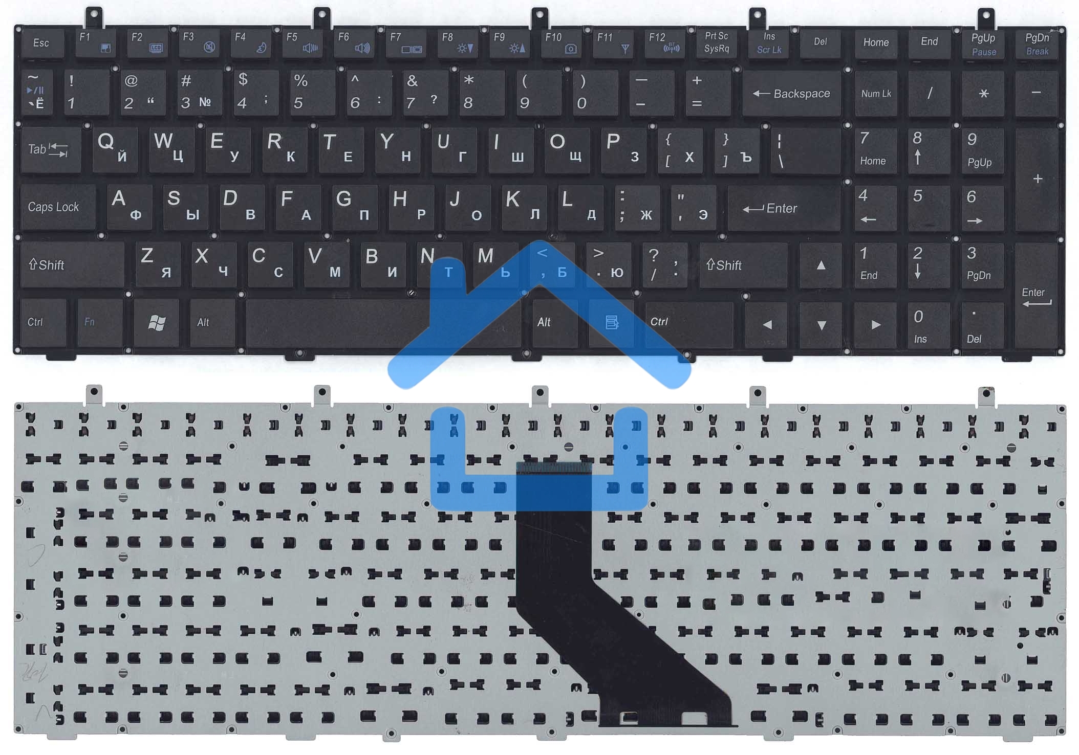 Клавиатура для ноутбука DNS 0170720 Clevo W350 w370 черная (плоский ENTER)