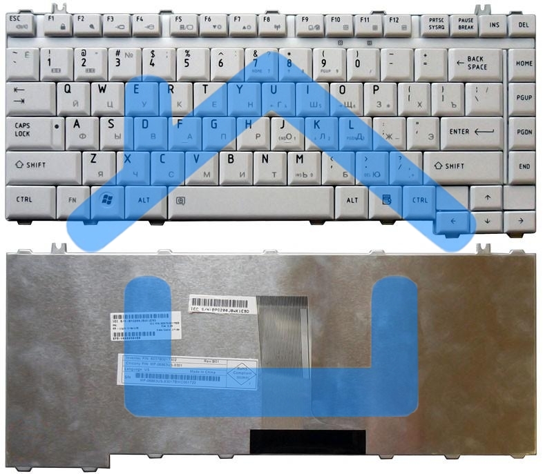 Клавиатура для ноутбука Toshiba Satellite A200 A205 A210 A215 M200 M205 белая