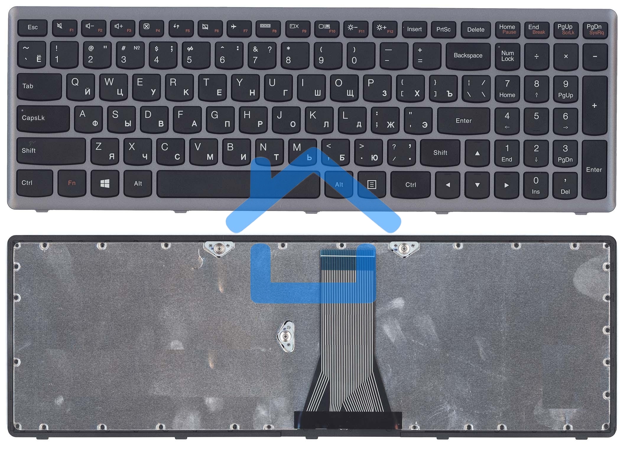 Клавиатура для ноутбука Lenovo G505s Z510 S510 черная c серебристой рамкой