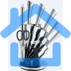 Набор кухонных ножей KELLI KL-2120 метал на подставке Высококачественная сталь 9 предметов: Топорик кухонный 16см, Нож поварской 20см, Нож хлебный 20см, Нож для резки 12см, Нож овощной 9см, Точилка, Ножницы Овощечистка с керамическим лезвием. Острая режущ Набор кухонных ножей KELLI KL-2120 метал на подставке Высококачественная сталь 9 предметов: Топорик кухонный 16см, Нож поварской 20см, Нож хлебный 20см, Нож для резки 12см, Нож овощной 9см, Точилка, Ножницы Овощечистка с керамическим лезвием. Острая режущ