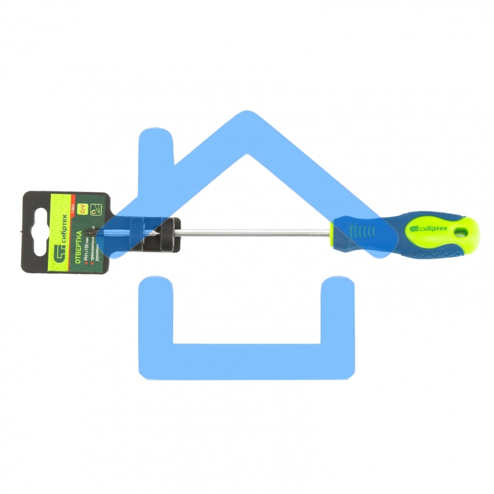 Отвертка, PH1 х 150 мм, CrV, 2-х компонентная рукоятка Сибртех