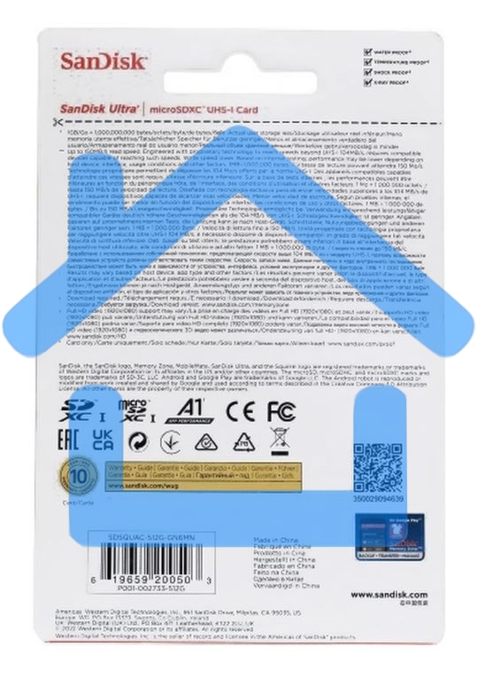 Флеш карта microSD 512Gb SanDisk microSDXC Class 10 Ultra UHS-I A1 140MB/s