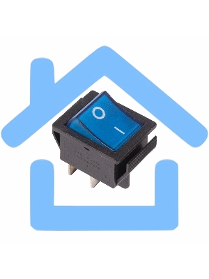 Выключатель клавишный 250V 16А (4с) ON-OFF синий с подсветкой Rexant