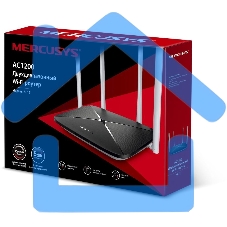 Беспроводный маршрутизатор Mercusys AC12, Dual Band, (867Мбит/с на 5 ГГц + 300Мбит/с на 2,4 ГГц)4 порта 100 Мбит/с, 4 фиксированных антенны