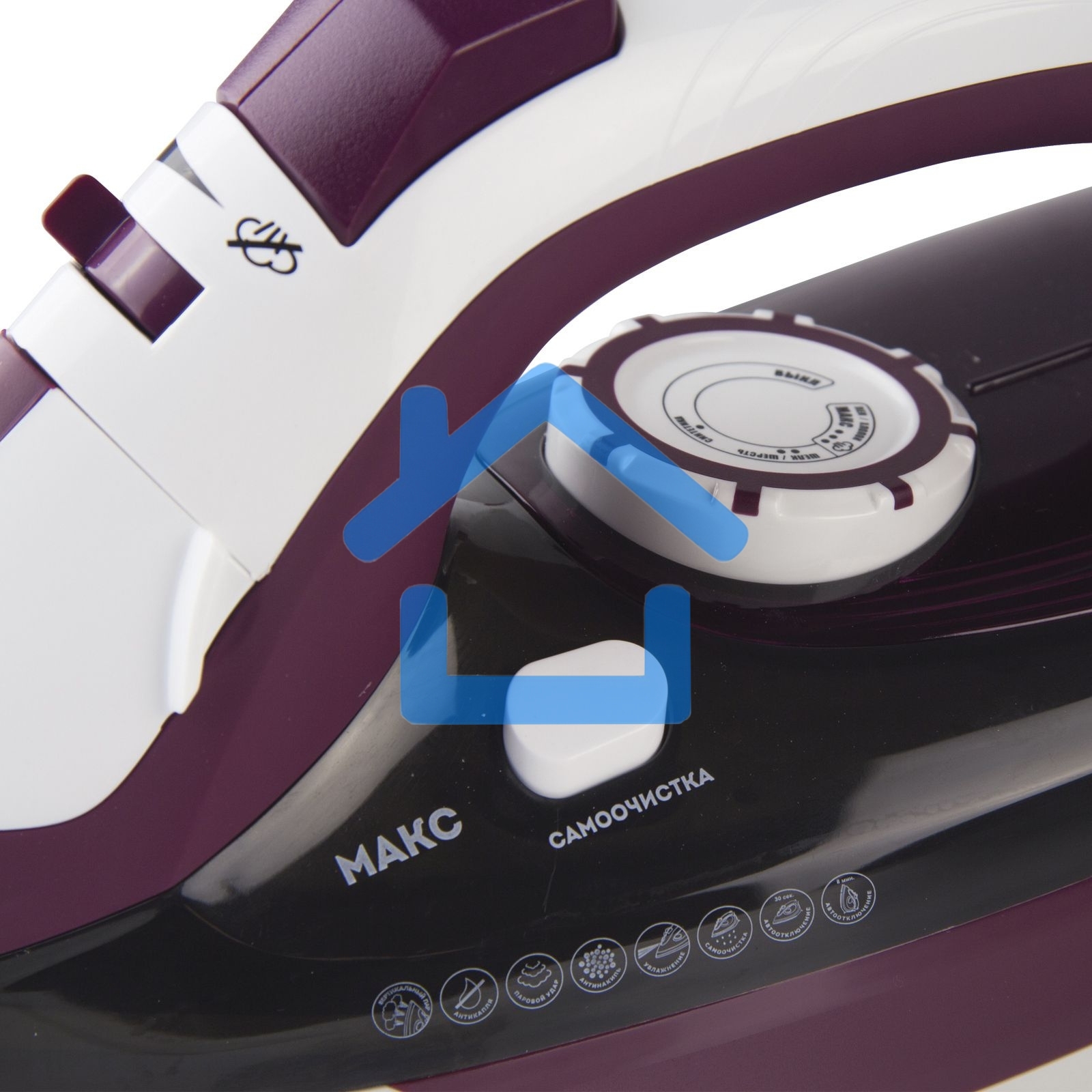 Утюг Galaxy Line GL 6108, бордовый с белым, паровой, 2400 Вт, постоянный пар 50 г/мин, паровой удар 230 г/мин, функции: автоотключение, самоочистка, антикапля, антинакипь, вертикальное отпаривание, индикатор автоотключения, индикатор нагрева, функция увла