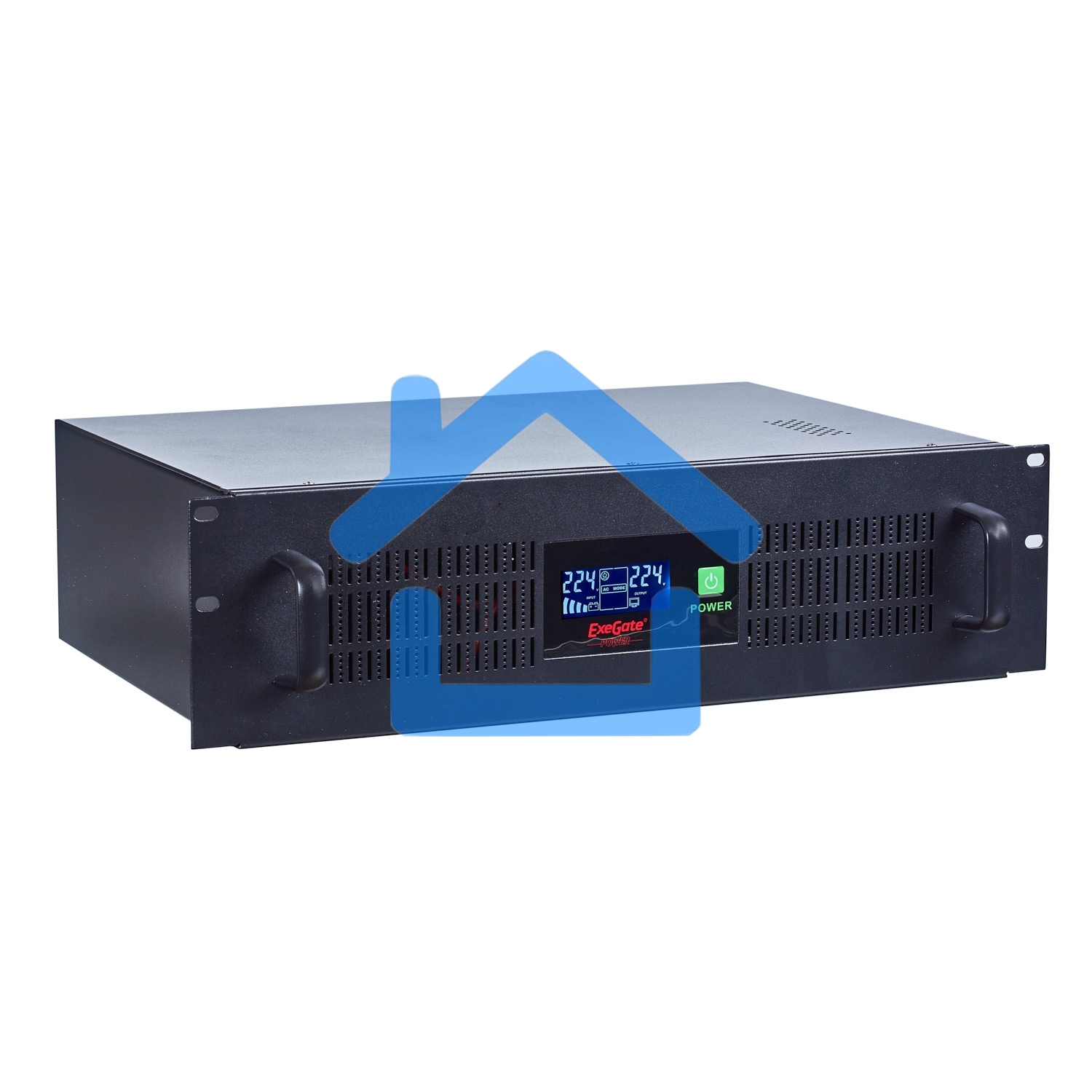 Источник бесперебойного питания ExeGate EP270874RUS Power RM Smart UNL-1500 LCD 1500VA, черный, 3U, 3 евророзетки, USB