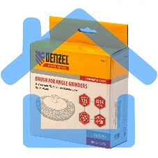 Щетка для УШМ, 125 мм, М14, Тарелка, витая нержавеющая проволока 0,3 мм Denzel