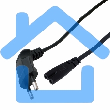 Шнур сетевой, вилка угловая - евроразъем С7, кабель 2x0,75 мм², длина 1,5 метра (PVC пакет) Rexant