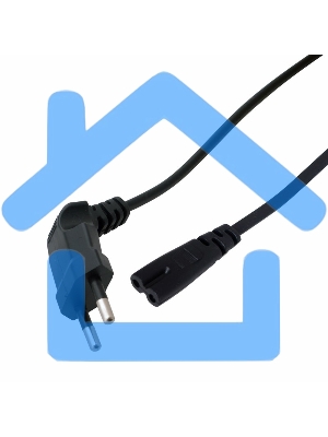 Шнур сетевой, вилка угловая - евроразъем С7, кабель 2x0,75 мм², длина 1,5 метра (PVC пакет) Rexant