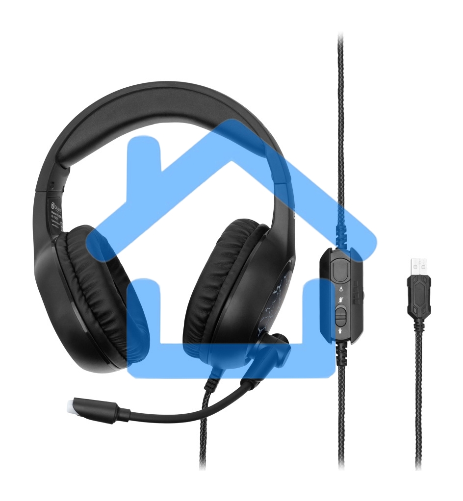 Наушники с микрофоном Oklick HS-L930G SNORTER черный/синий 2м мониторные USB оголовье (HS-L930G)