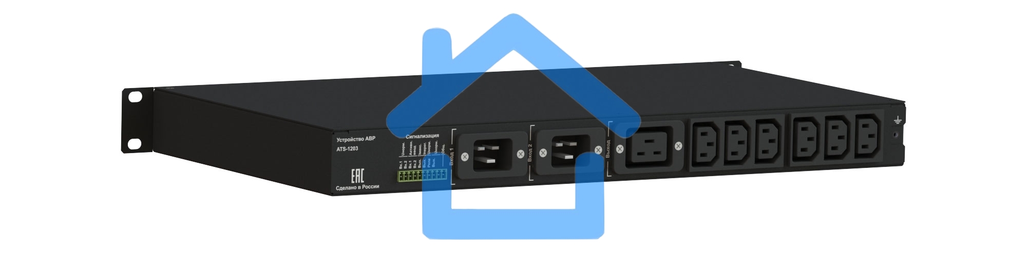 Автоматический ввод резерва Elemy ATS-1203/16/S/E/DO, 1U, 220B, 16A, Ethernet, Digital Output, in (2) C20, out (1) C19 (6) C13