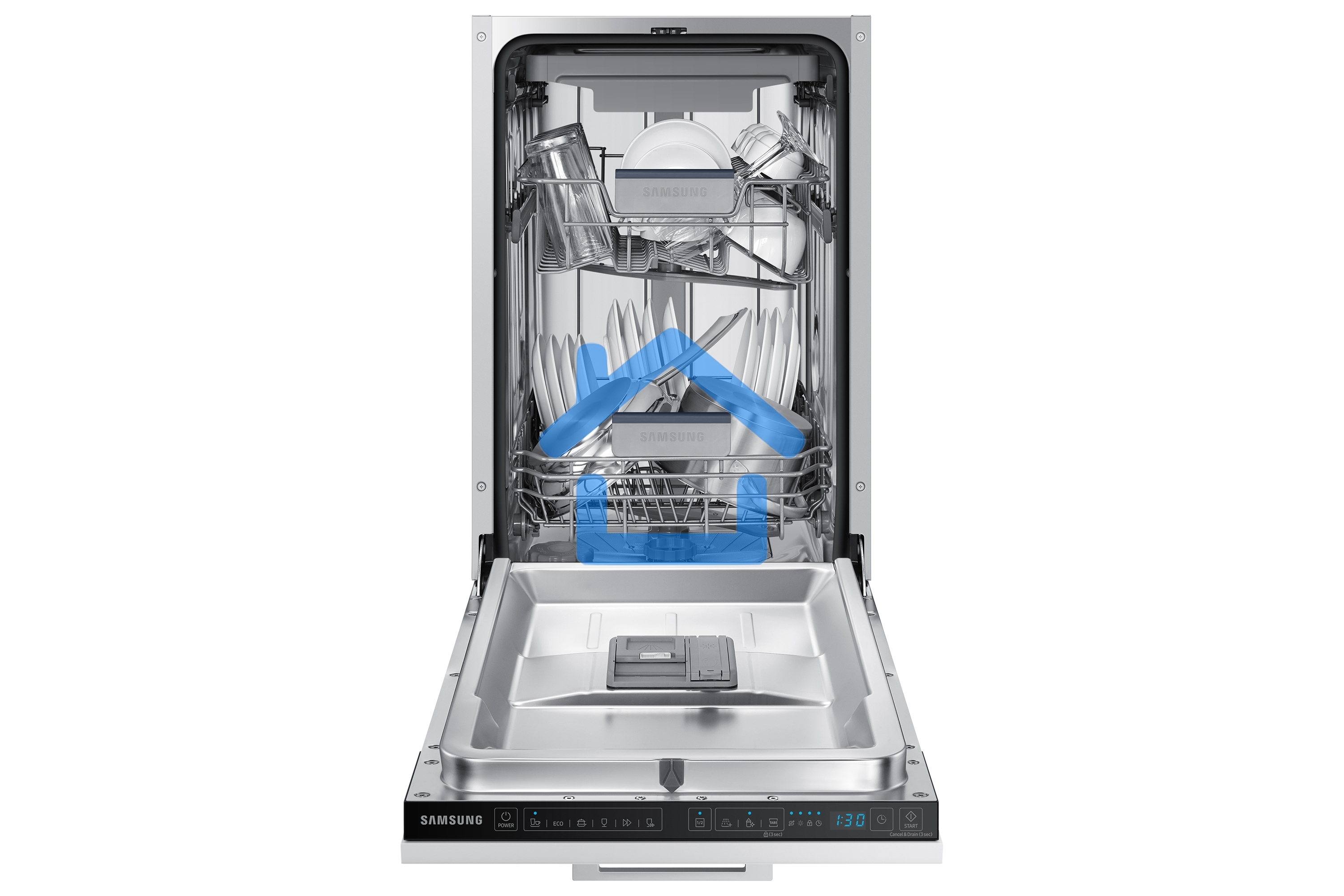 Встраиваемая посудомоечная машина Samsung DW50R4050BB/WT, черный, 45 см, 10 компл., 46 дБ, класс A+