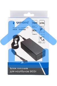Блок питания Gembird для ноутбуков Asus, Toshiba 19В/4,74А, 90Вт, 1 штекер 5,5х2,5мм (NPA-AC17)