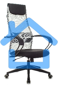 Кресло руководителя Бюрократ CH-607 TW-02 светло-серый, сиденье черный, сетка/ткань, с подголов. крестовина пластик