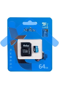 Флеш карта microSDHC 64Gb Netac P500 <NT02P500STN-064G-R> (с SD адаптером) 80Mb/s