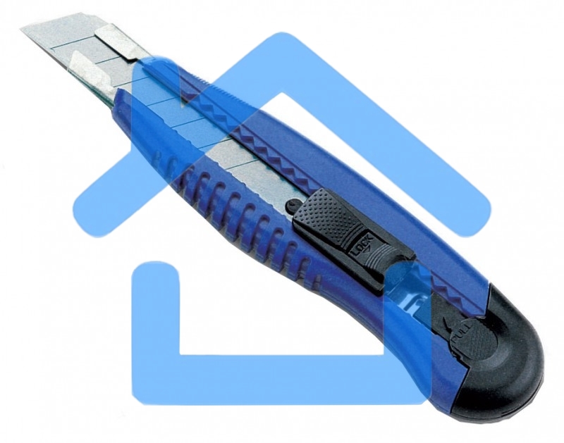 Нож канцелярский Kw-Trio 3713blue, ширина лезвия 18 мм, усиленный 2 сменных лезвия, металл, синий, блистер