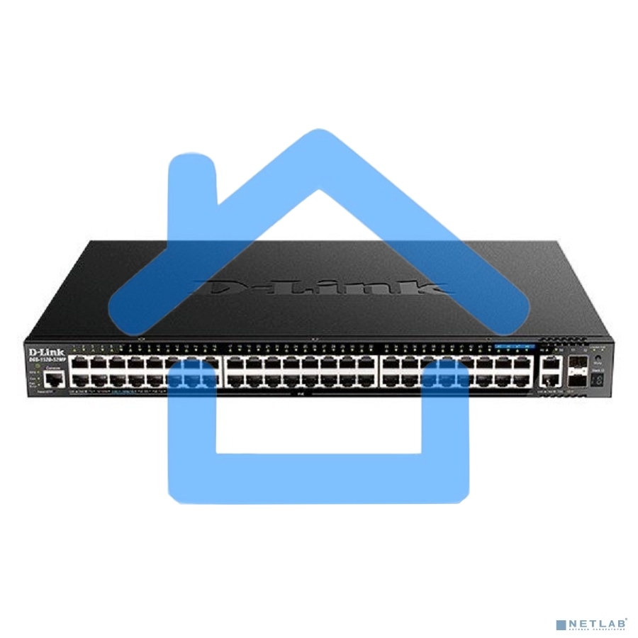 Управляемый L3 стекируемый коммутатор D-Link DGS-1520-52MP/A1A с 44 портами 10/100/1000Base-T, 4 портами 100/1000/2.5Gbase-T, 2 портами 10Gbase-T и 2 портами 10Gbase-X SFP+