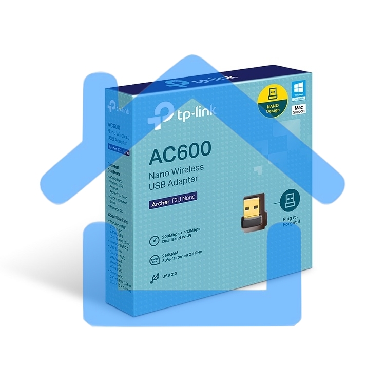 Адаптер TP-LINK Archer T2U NANO AC600 Nano Wi-Fi USB-адаптер