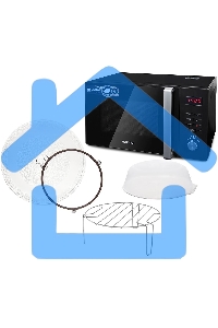 Микроволновая печь Hyundai HYM-M2062 черный, 23 л, 800 Вт, переключатели - поворотный механизм/кнопки