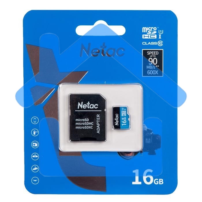 Флеш карта microSDHC 16Gb Netac P500 <NT02P500STN-016G-R> (с SD адаптером) 80MB/s
