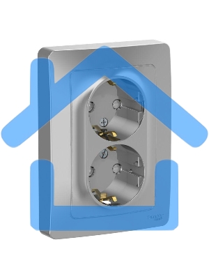 Розетка двойная с заземлением со шторк., 16А, 250В, АЛЮМИНИЙ С/У