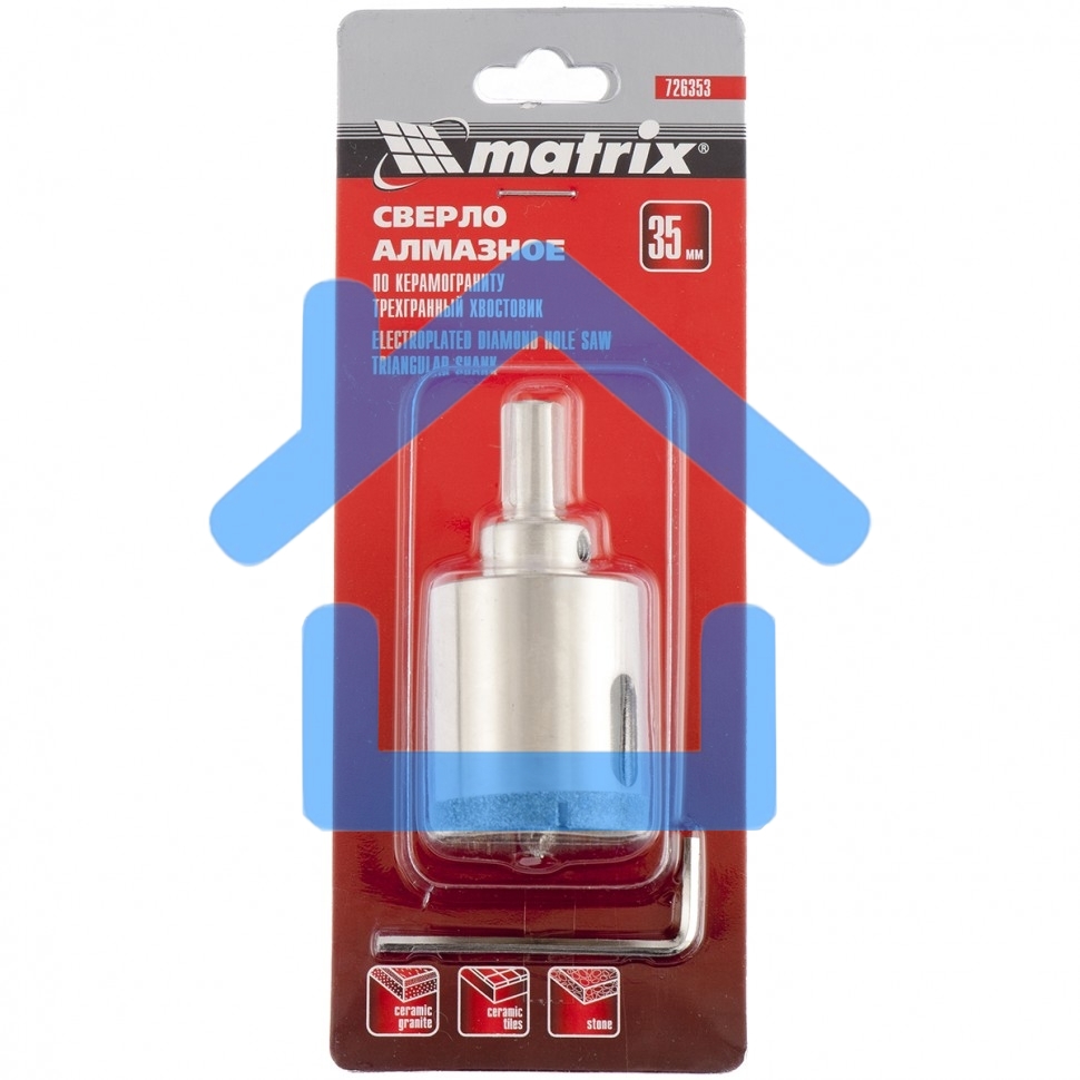 Сверло Matrix алмазное по керамограниту, 35 х 67 мм