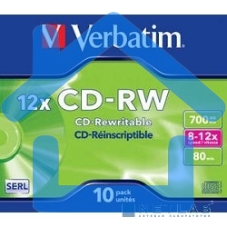 Диск CD-RW Verbatim 700Mb 12x Jewel case (10шт) (43148)