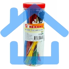 Набор хомутов-стяжек нейлоновых Rexant 100, 200 мм, цветные, НХ-2, тубус 300 шт.