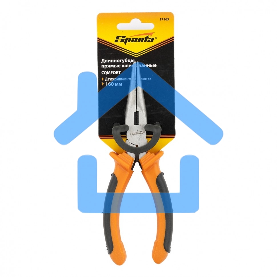 Длинногубцы, Comfort, 180 мм, прямые шлифованные, двухкомпонентные рукоятки Sparta