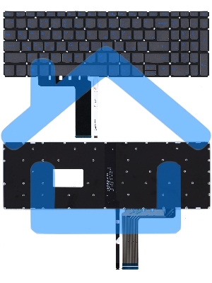 Клавиатура для ноутбука Lenovo IdeaPad L340-15 серая с голубой подсветкой
